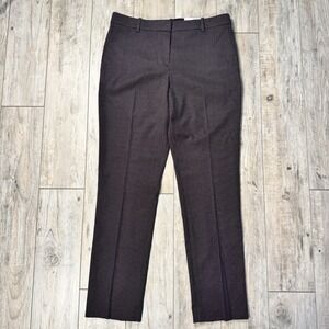 Ann Taylor The Ankle Pants 10 Tall Maroon Burgundy Dot Mid Rise Slim Textured